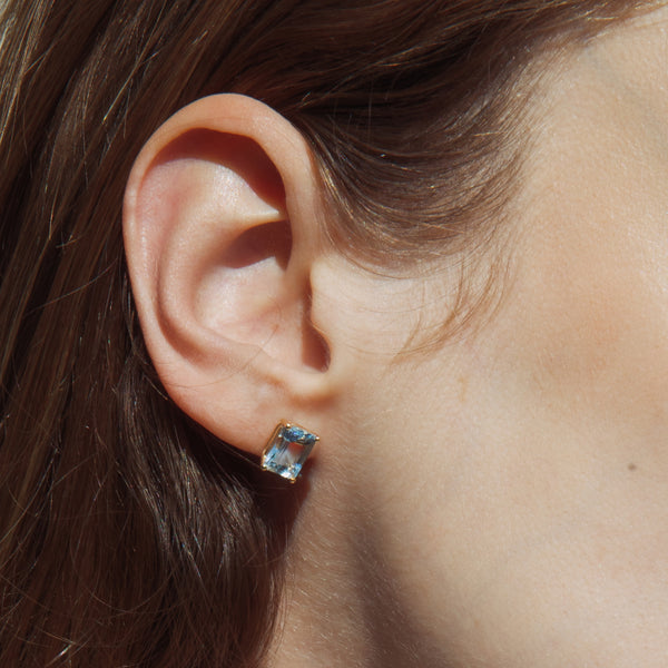 Starling 3ct Aquamarine Emerald Cut Earrings