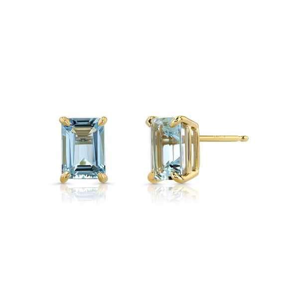starling 3ct Aquamarine Emerald Cut Earrings