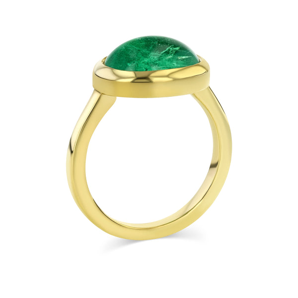 Starling 4.41ct Muzo Emerald Cabachon Bezel Ring