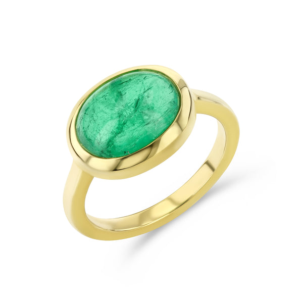 starling 4.41ct Muzo Emerald Cabachon Bezel Ring