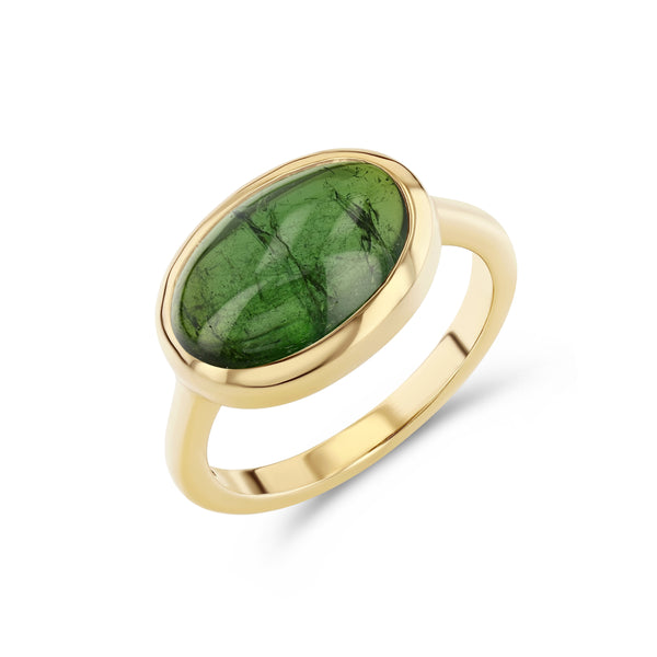 starling 5.59ct Tourmaline Cabachon Bezel Ring