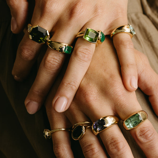 Starling 6.58ct Green Tourmaline Bezel Ring