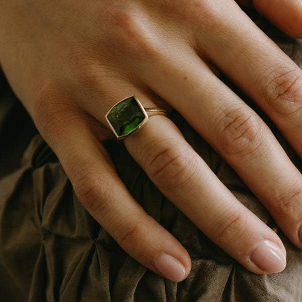 Starling 6.58ct Green Tourmaline Bezel Ring