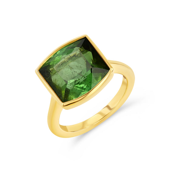 starling 6.58ct Green Tourmaline Bezel Ring