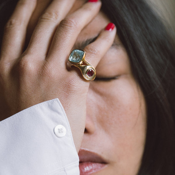 Starling 6.98ct Aquamarine Bezel Set Ring