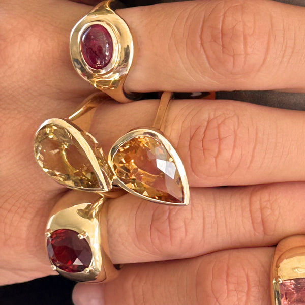 Starling 7.93ct Tilted Pear Citrine Bezel Ring