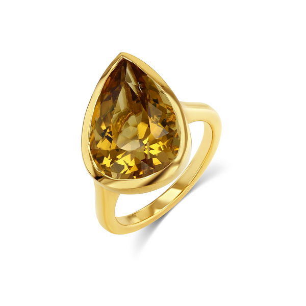 starling 7.93ct Tilted Pear Citrine Bezel Ring