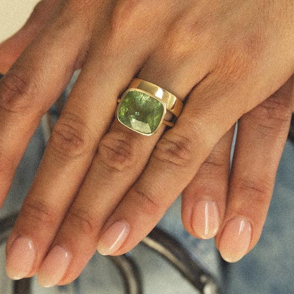 Starling 9.2CT GREEN TOURMALINE BEZEL RING