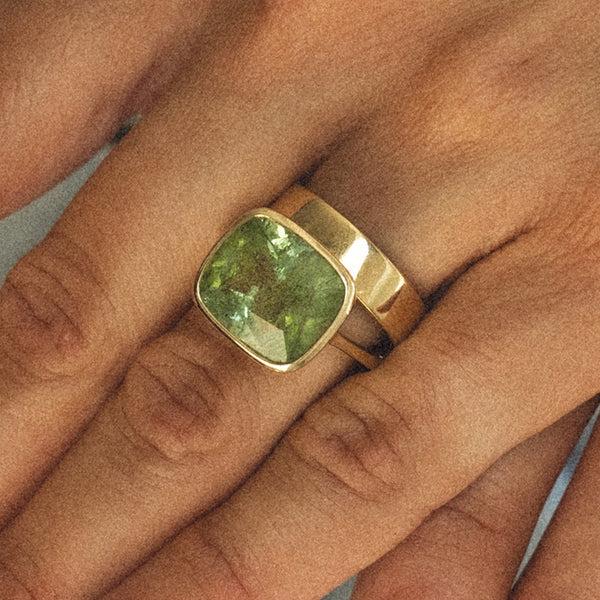 Starling 9.2CT GREEN TOURMALINE BEZEL RING