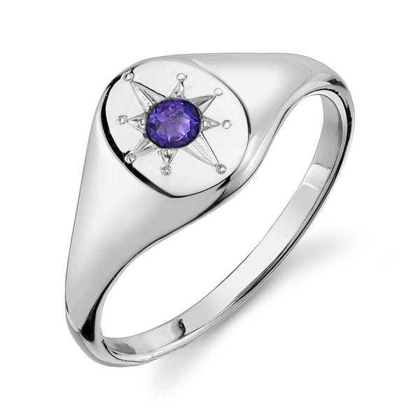 Starling AMETHYST NORTH STAR SIGNET RING