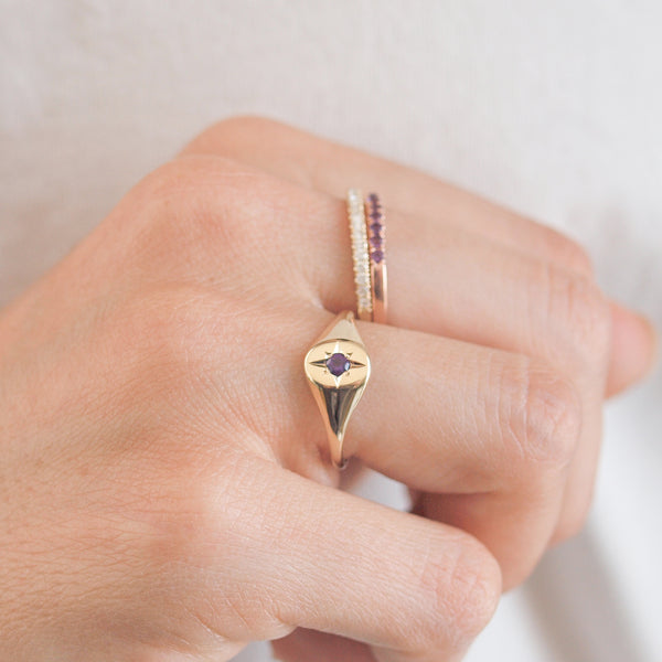 Starling AMETHYST NORTH STAR SIGNET RING