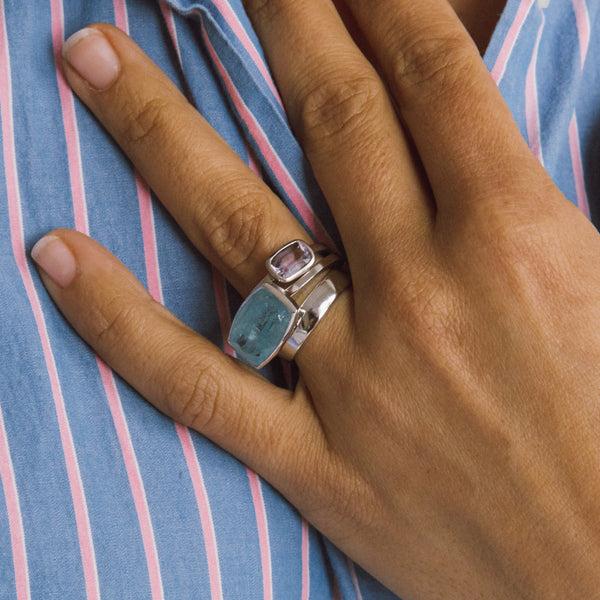 Starling Aquamarine Bezel Set Ring