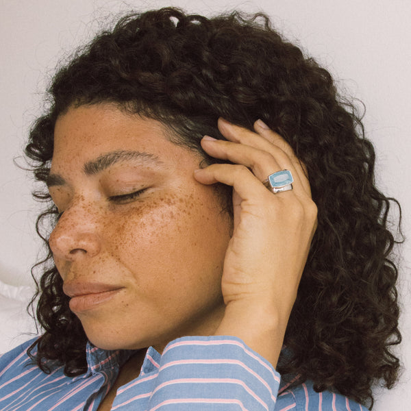 Starling Aquamarine Bezel Set Ring