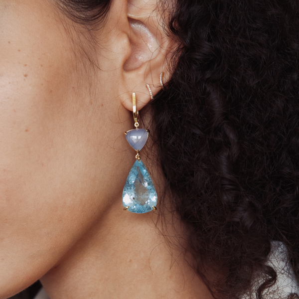 Starling Aquamarine & Chalcedony Drop Earrings