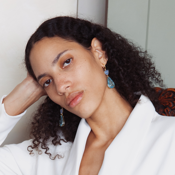 Starling Aquamarine & Chalcedony Drop Earrings