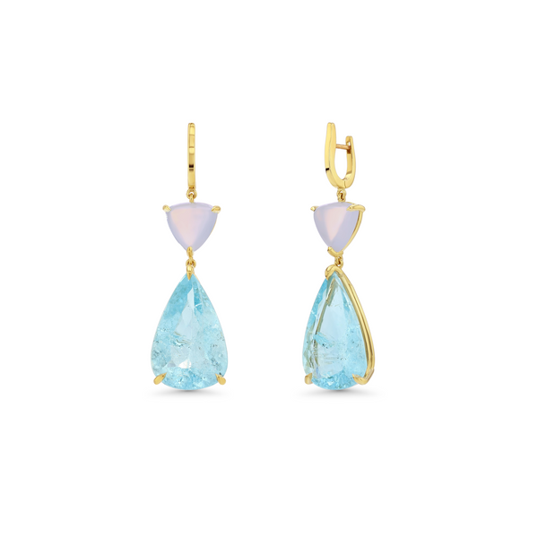 starling Aquamarine & Chalcedony Drop Earrings