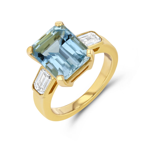 starling AQUAMARINE DIAMOND THREE STONE RING