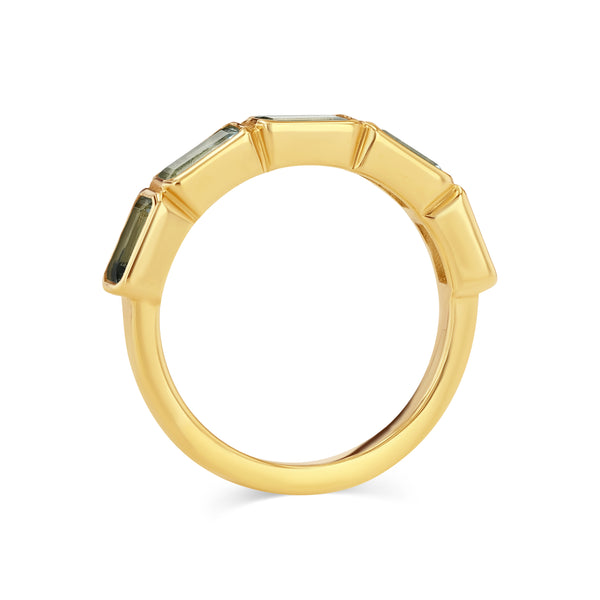 Starling Aquamarine Emerald Cut Bezel Set Band