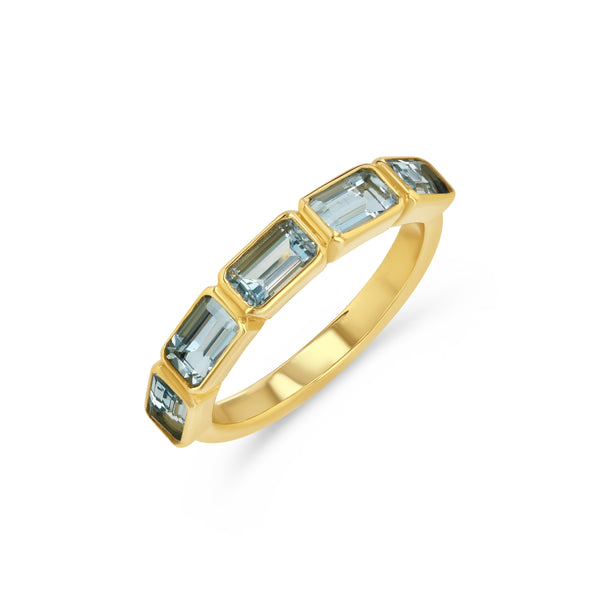 starling Aquamarine Emerald Cut Bezel Set Band