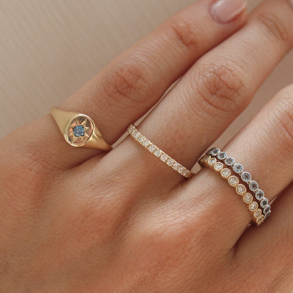 Starling AQUAMARINE NORTH STAR SIGNET RING
