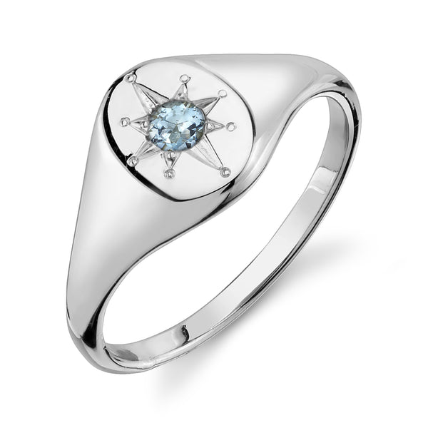 Starling AQUAMARINE NORTH STAR SIGNET RING
