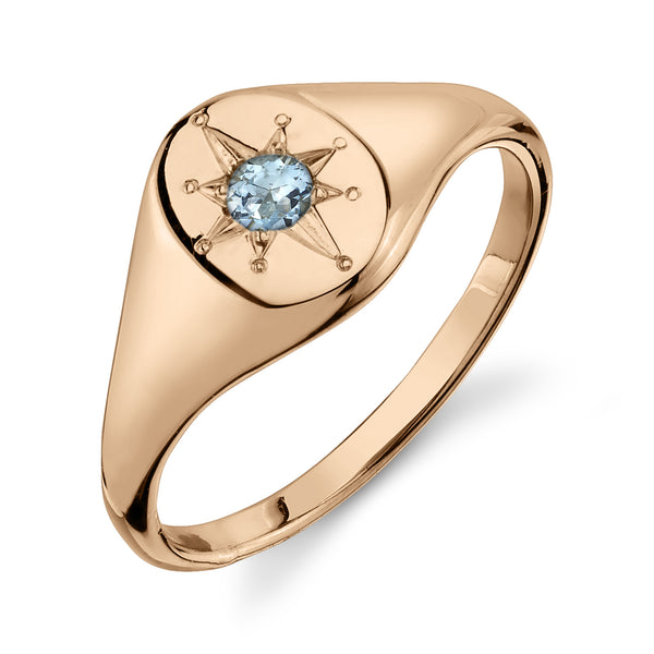 Starling AQUAMARINE NORTH STAR SIGNET RING