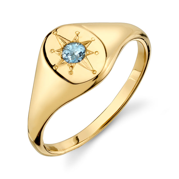 starling AQUAMARINE NORTH STAR SIGNET RING
