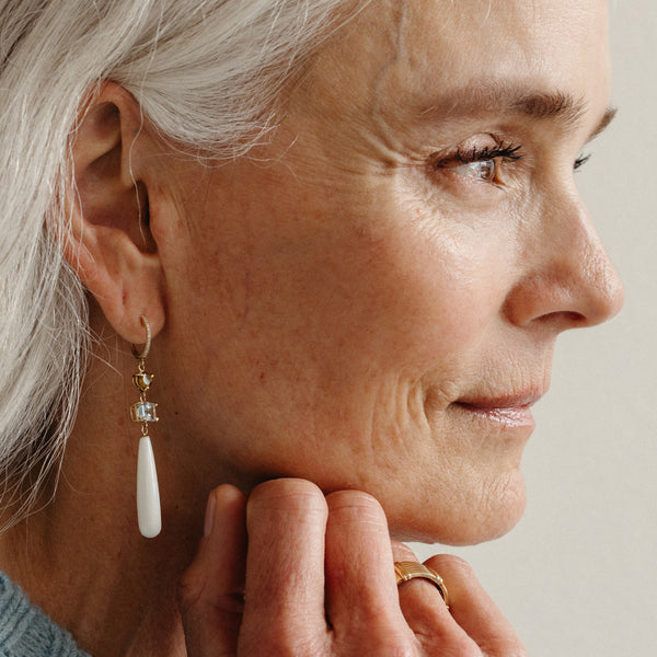 Starling Aquamarine Sphene White Coral Drops