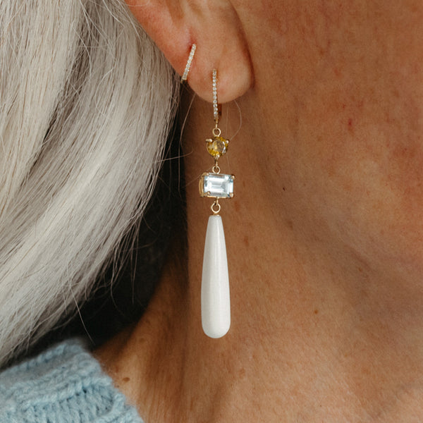 Starling Aquamarine Sphene White Coral Drops