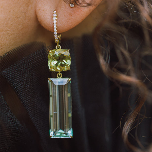 Starling Beryl Lemon Quartz Diamond Drops