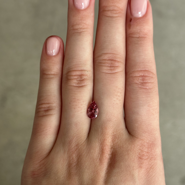 Starling Bespoke 1.38ct Dark Pink Spinel Pear Cut