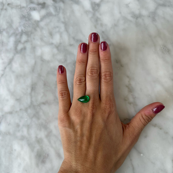 Starling BESPOKE PEAR CABOCHON MUZO EMERALD RING