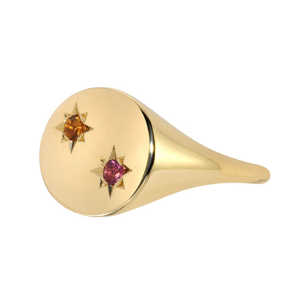 Starling BIRTHSTONE COMPASS SIGNET RING 2 STONES