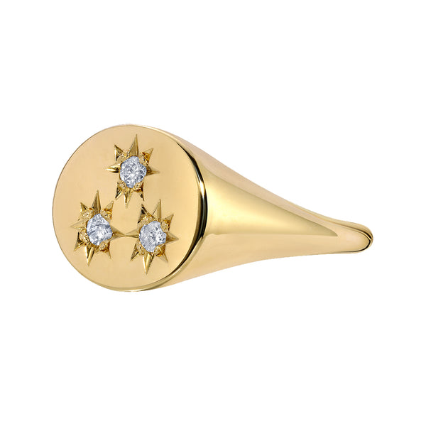 Starling BIRTHSTONE COMPASS SIGNET RING 3 STONES