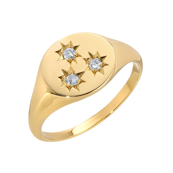 starling BIRTHSTONE COMPASS SIGNET RING 3 STONES