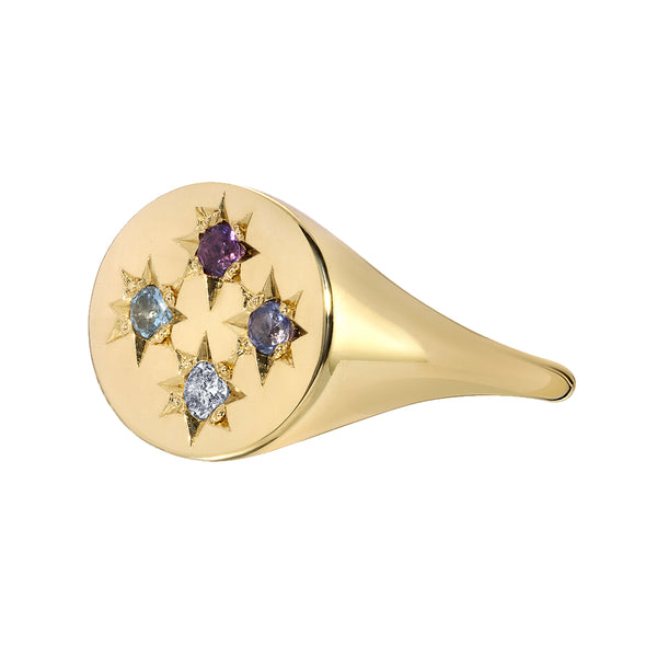 Starling BIRTHSTONE COMPASS SIGNET RING 4 STONES