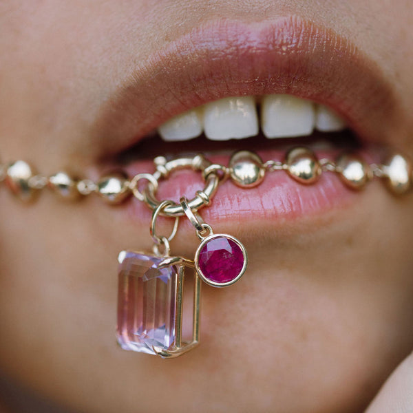 Starling Dark Pink Tourmaline Bezel Set Charm