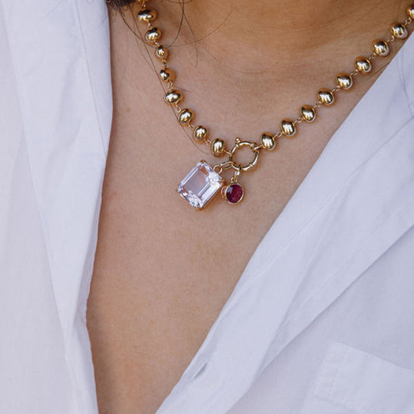 Starling Dark Pink Tourmaline Bezel Set Charm