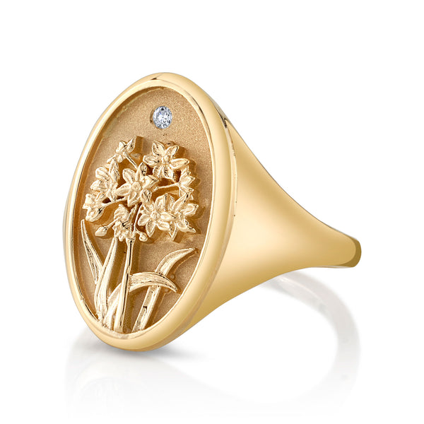 Starling DECEMBER BIRTH FLOWER SIGNET RING