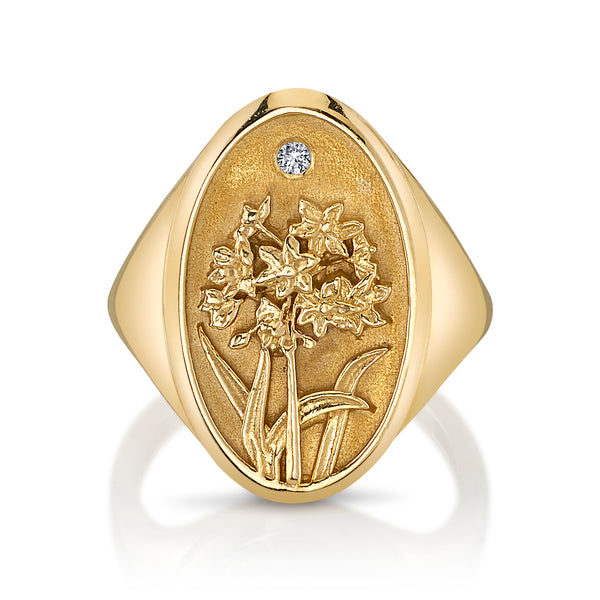 starling DECEMBER BIRTH FLOWER SIGNET RING