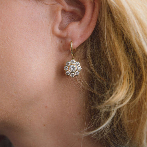Starling DIAMOND FLOWER DROP EARRINGS
