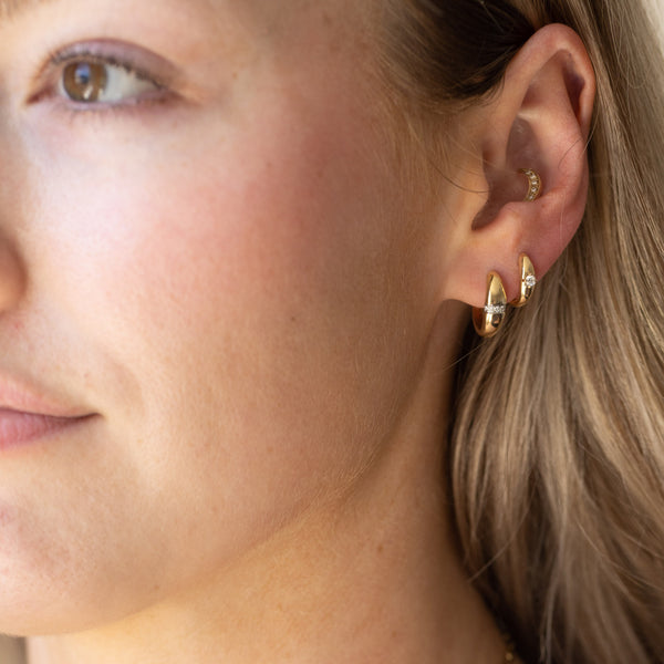 Starling DOME HOOP EARRINGS SOLITAIRE DIAMOND