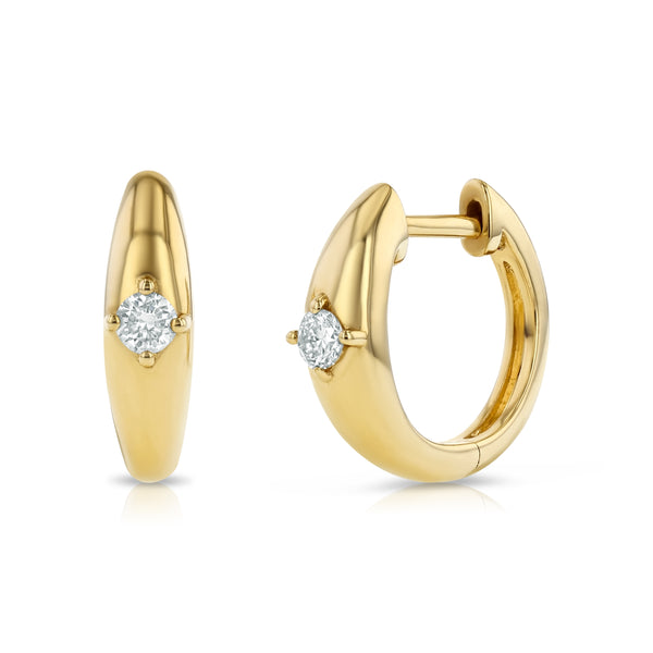 starling DOME HOOP EARRINGS SOLITAIRE DIAMOND