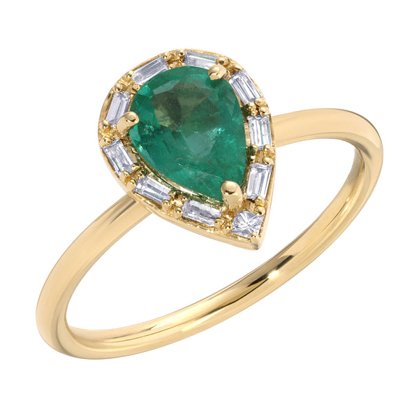 starling EMERALD BAGUETTE HALO RING