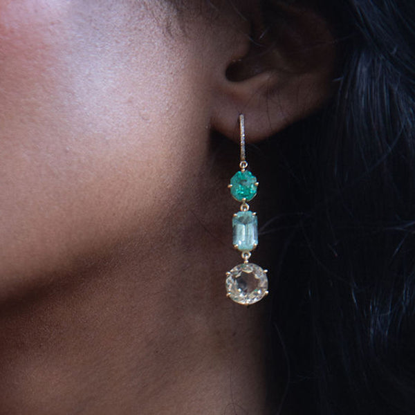 Starling EMERALD BERYL & CITRINE EARRINGS