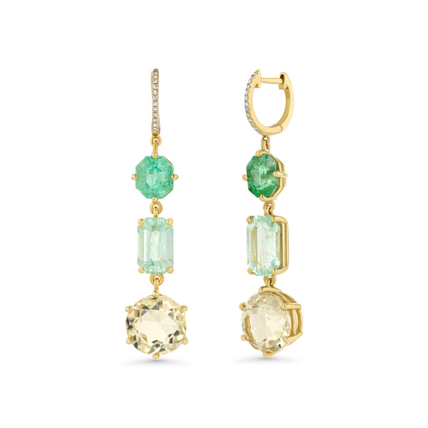 starling EMERALD BERYL & CITRINE EARRINGS