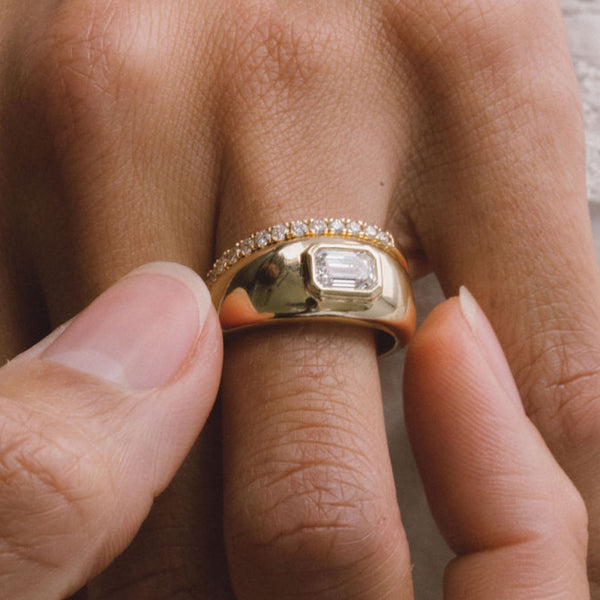 Starling EMERALD CUT DIAMOND BEZEL CLOUD RING