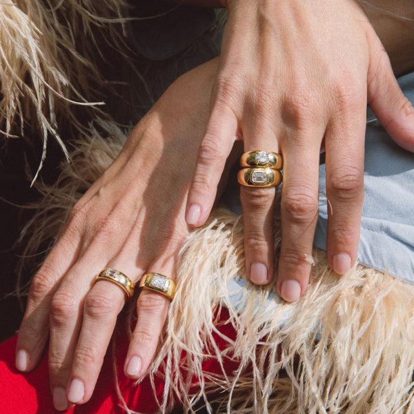 Starling EMERALD CUT DIAMOND BEZEL CLOUD RING