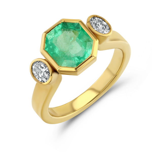 starling EMERALD & DIAMOND FLOATING RING