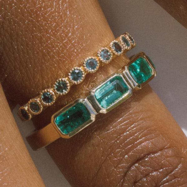 Starling Emerald Emerald Cut Bezel Set Band